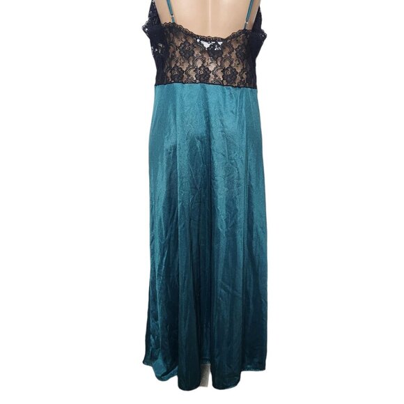 Vintage Delicates Nightgown Lace Slip Dress Black and Emerald Green Size Large - Picture 11 of 14